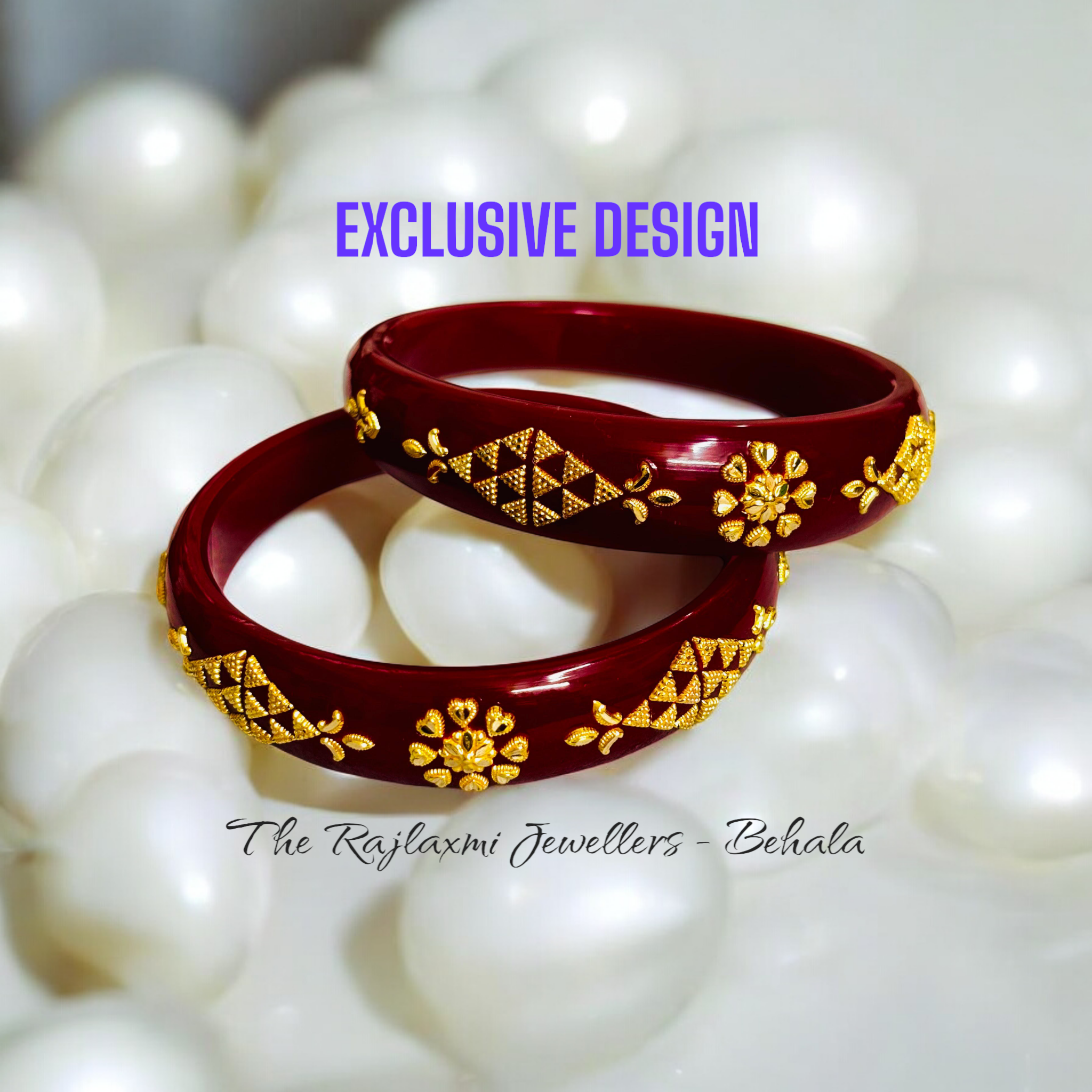 (GBP50) TRJ (MTO) LASER PASTING DESIGN VINTAGE RED COLOUR (50 TONCH) KDM GOLD BRACELET POLA 2 PIECE FOR MARRIED WOMEN (REGULAR USE) APPROX WGT: 0.800 GM SOLD ON MRP BY RAJLAXMI.