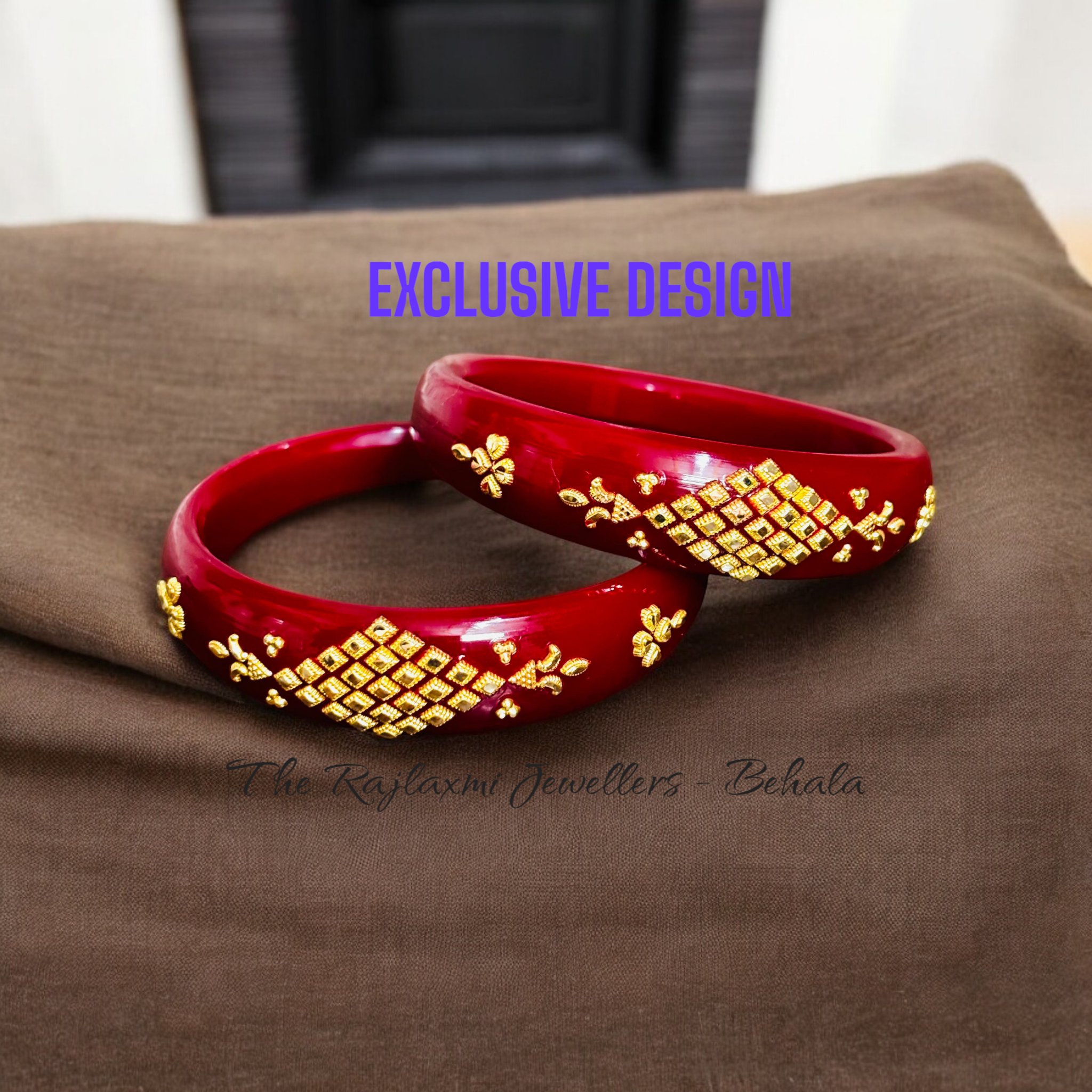 (GBP50) TRJ (MTO) LASER PASTING DESIGN MAGNETIC RED COLOUR (50 TONCH) KDM GOLD BRACELET POLA 2 PIECE FOR WOMEN (REGULAR USE) APPROX WGT: 0.800 GM SOLD ON MRP BY RAJLAXMI.