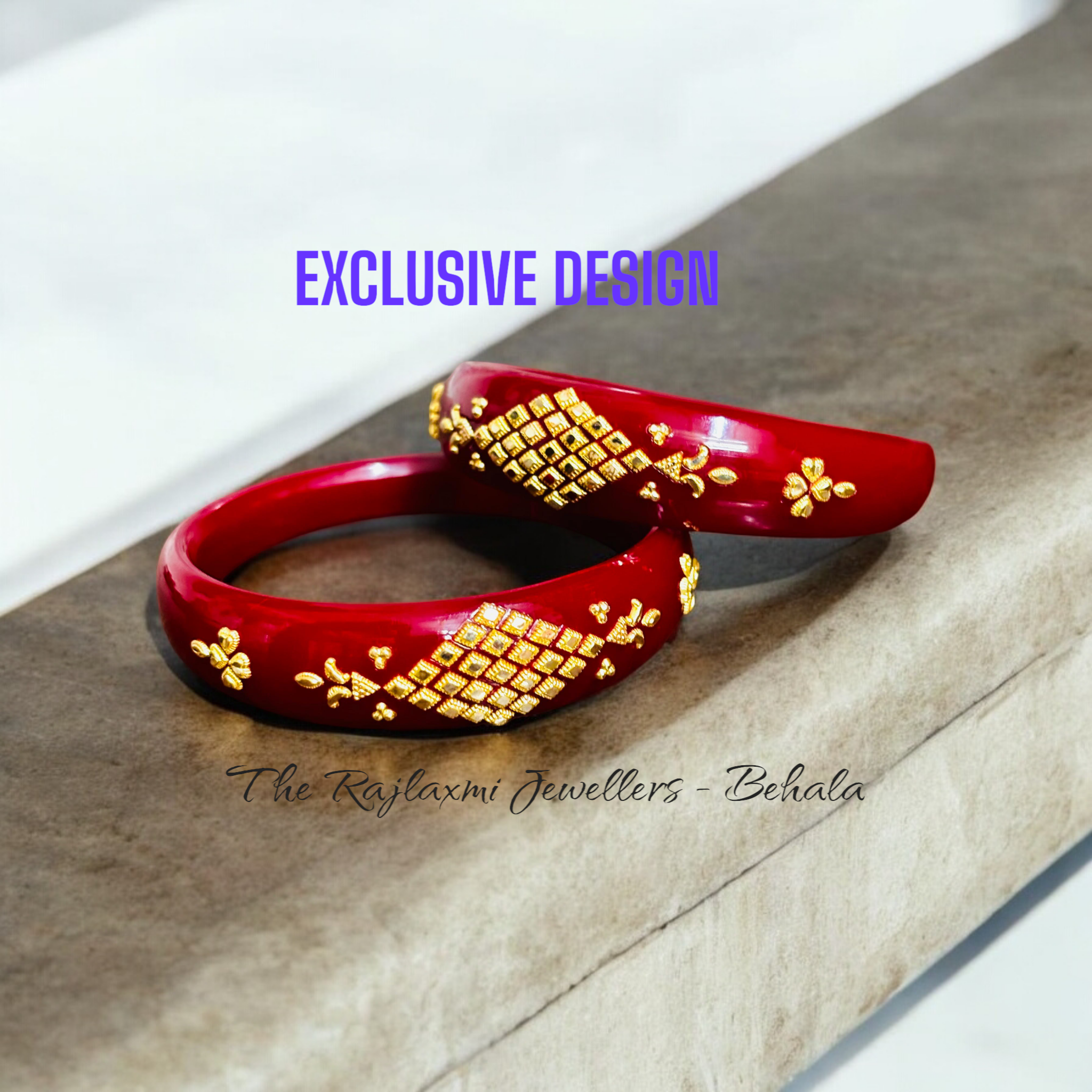 (GBP50) TRJ (MTO) LASER PASTING DESIGN MAGNETIC RED COLOUR (50 TONCH) KDM GOLD BRACELET POLA 2 PIECE FOR WOMEN (REGULAR USE) APPROX WGT: 0.800 GM SOLD ON MRP BY RAJLAXMI.