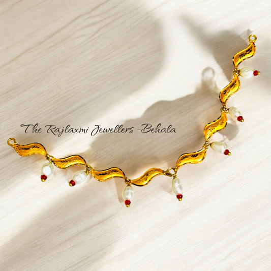 (MADE TO ORDER) RED BEADS INSPIRED DESIGN HUID HALLMARK 22KT GOLD "S" NECKLACE 1 PIECE APPROX WGT: 1.400 - 1.500 GM WITH TASSEL BY RAJLAXMI.