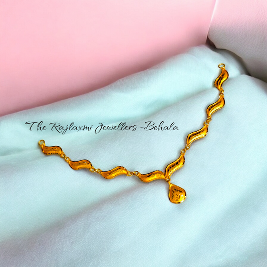 TRJ (MTO) DROP DESIGN HUID HALLMARK 22KT GOLD MINI NECKLACE 1 PIECE APPROX WGT 1.450 - 1.550 GM WITH TASSEL BY RAJLAXMI.