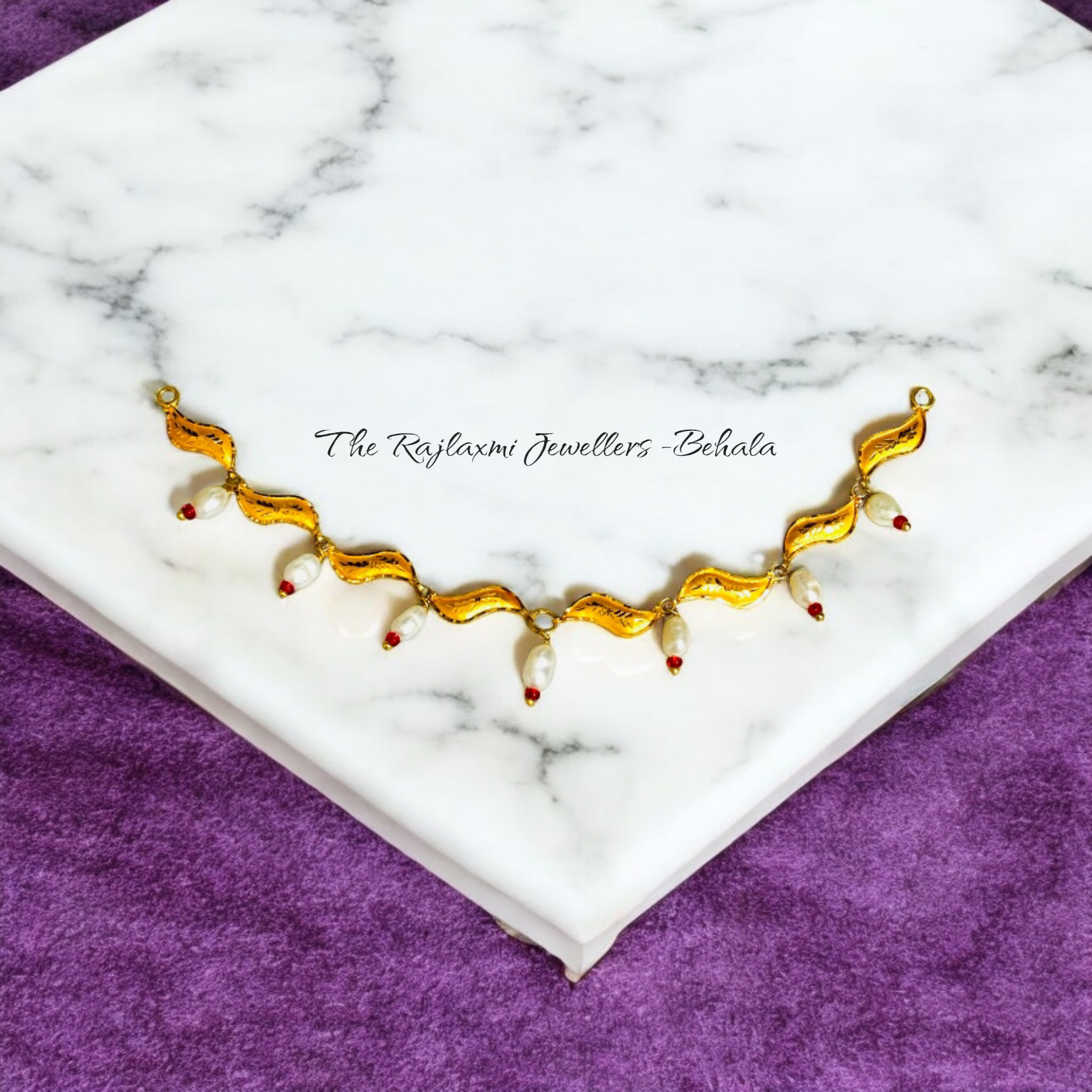 (MADE TO ORDER) RED BEADS INSPIRED DESIGN HUID HALLMARK 22KT GOLD "S" NECKLACE 1 PIECE APPROX WGT: 1.400 - 1.500 GM WITH TASSEL BY RAJLAXMI.