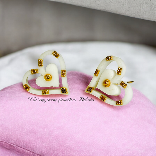 TRJ (RP) LASER PASTING ANTILOVE DESIGN KDM GOLD POLA EAR STUD 1 PAIR FOR WOMEN APPROX WGT: 0.250 - 0.300 GM SOLD ON MRP BY RAJLAXMI.