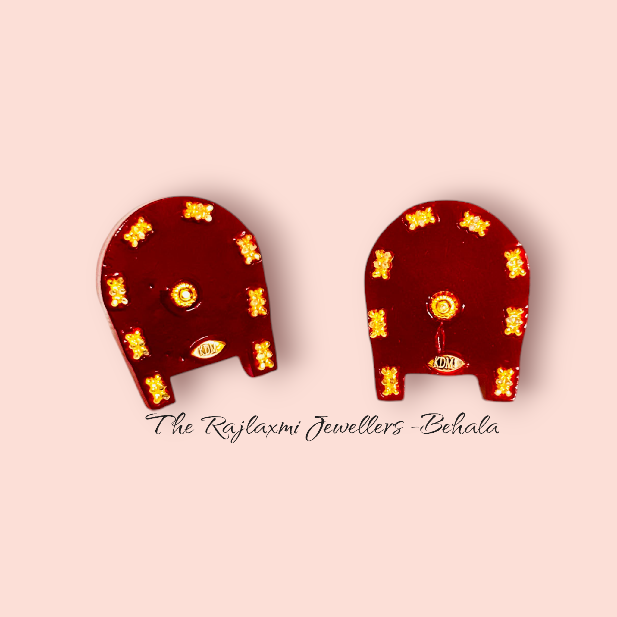 (GPER) LASER PASTING KULO DESIGN (50 TONCH) KDM GOLD POLA EAR STUD 1 PAIR FOR WOMEN APPROX WGT: 0.300 - 0.350 GM SOLD ON MRP BY RAJLAXMI.
