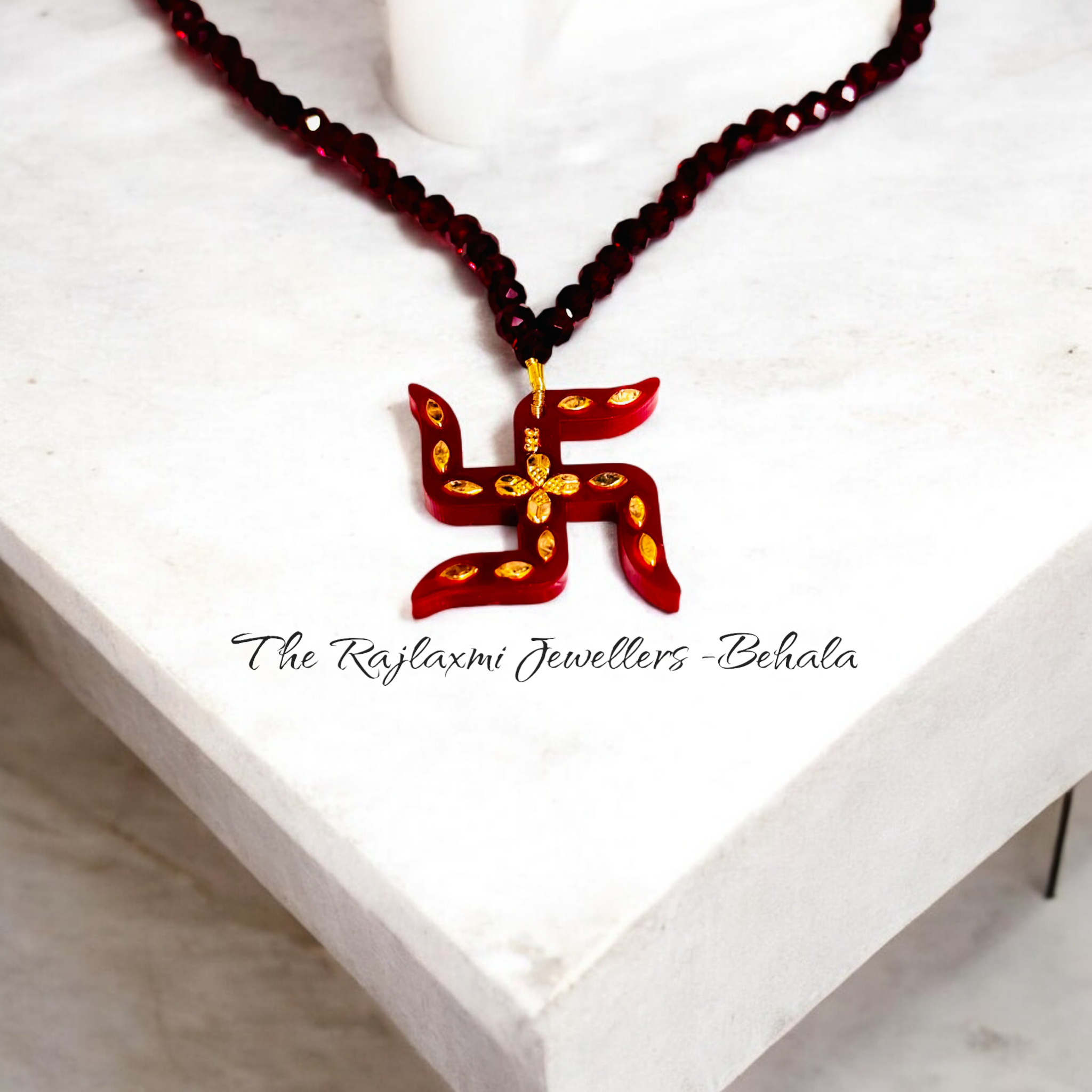 TRJ (GPL) LASER PASTING SWASTIK DESIGN KDM GOLD POLA PENDANT (MINI)1 PIECE WITH ADJUSTABLE TASSEL (50 TONCH) BEST FOR GIFT APPROX WGT: 0.150 - 0.200 GM SOLD ON MRP BY RAJLAXMI.