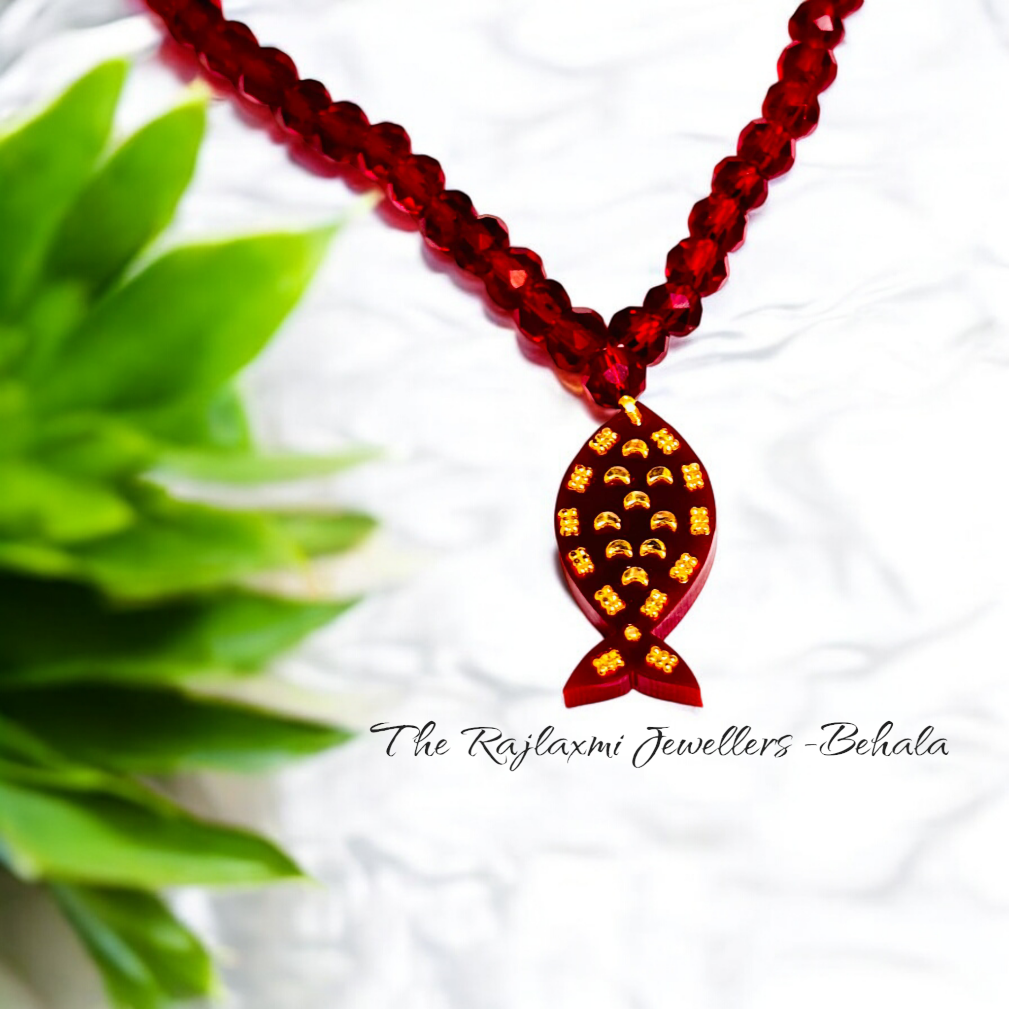 TRJ (GPL) LASER PASTING FISH DESIGN KDM GOLD POLA PENDANT SET FOR WOMEN (50 TONCH) BEST FOR GIFT APPROX WGT: 0.400 GM SOLD ON MRP BY RAJLAXMI.