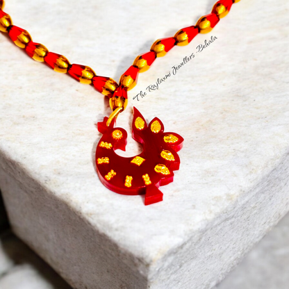 (GREAT FREEDOM OFFER) LASER PASTING PEACOCK DESIGN KDM GOLD POLA PENDANT (MINI) 1 PIECE WITH ADJUSTABLE TASSEL (50 TONCH) BEST FOR GIFT APPROX WGT: 0.110 GM SOLD ON MRP BY RAJLAXMI.