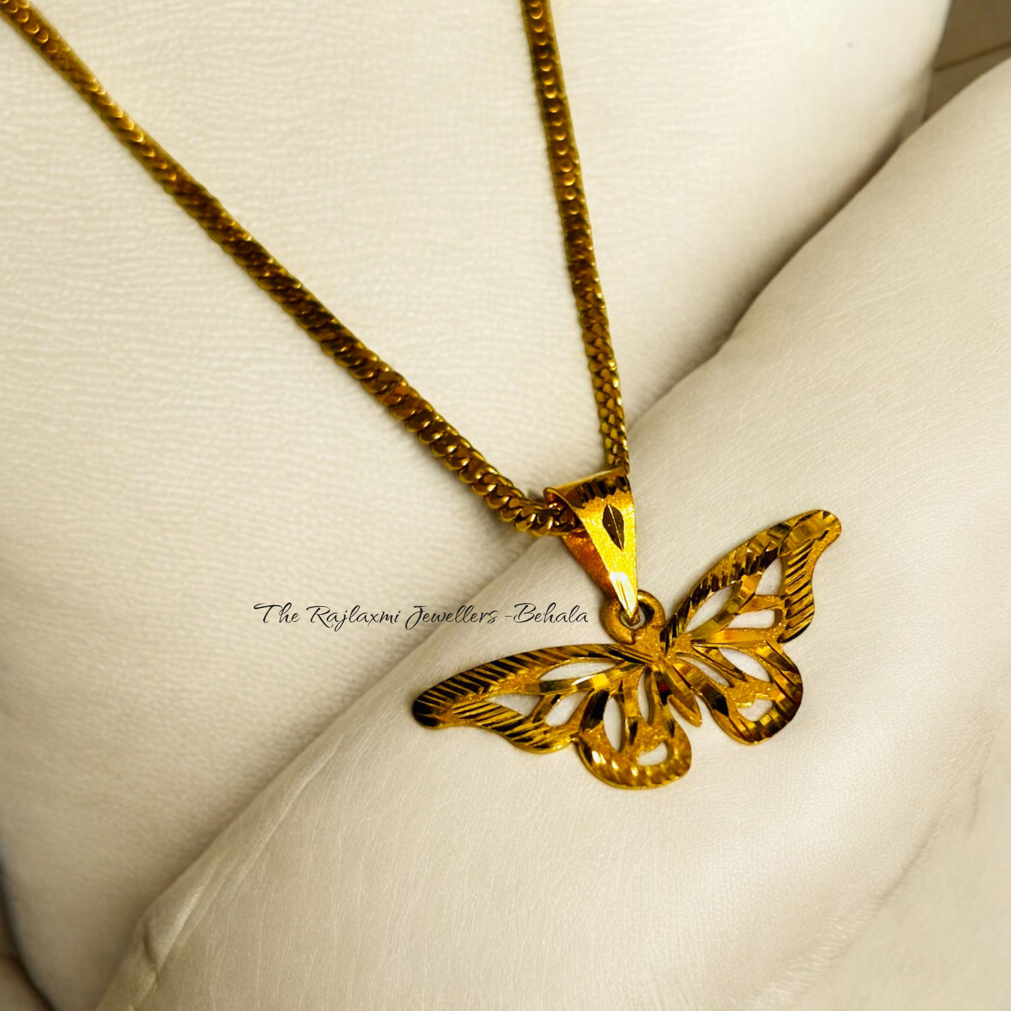 (2% CASHBACK OFFER) BUTTERFLY DESIGN HUID HALLMARK 22KT GOLD PENDANT (SINGLE LOOP) 1 PIECE APPROX WGT 0.500 - 0.600 GM BY RAJLAXMI.