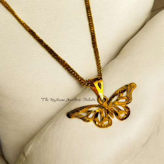 TRJ (RP) BUTTERFLY DESIGN HUID HALLMARK 22KT GOLD PENDANT (SINGLE LOOP) 1 PAIR APPROX WGT 0.500 - 0.600 GM BY RAJLAXMI.