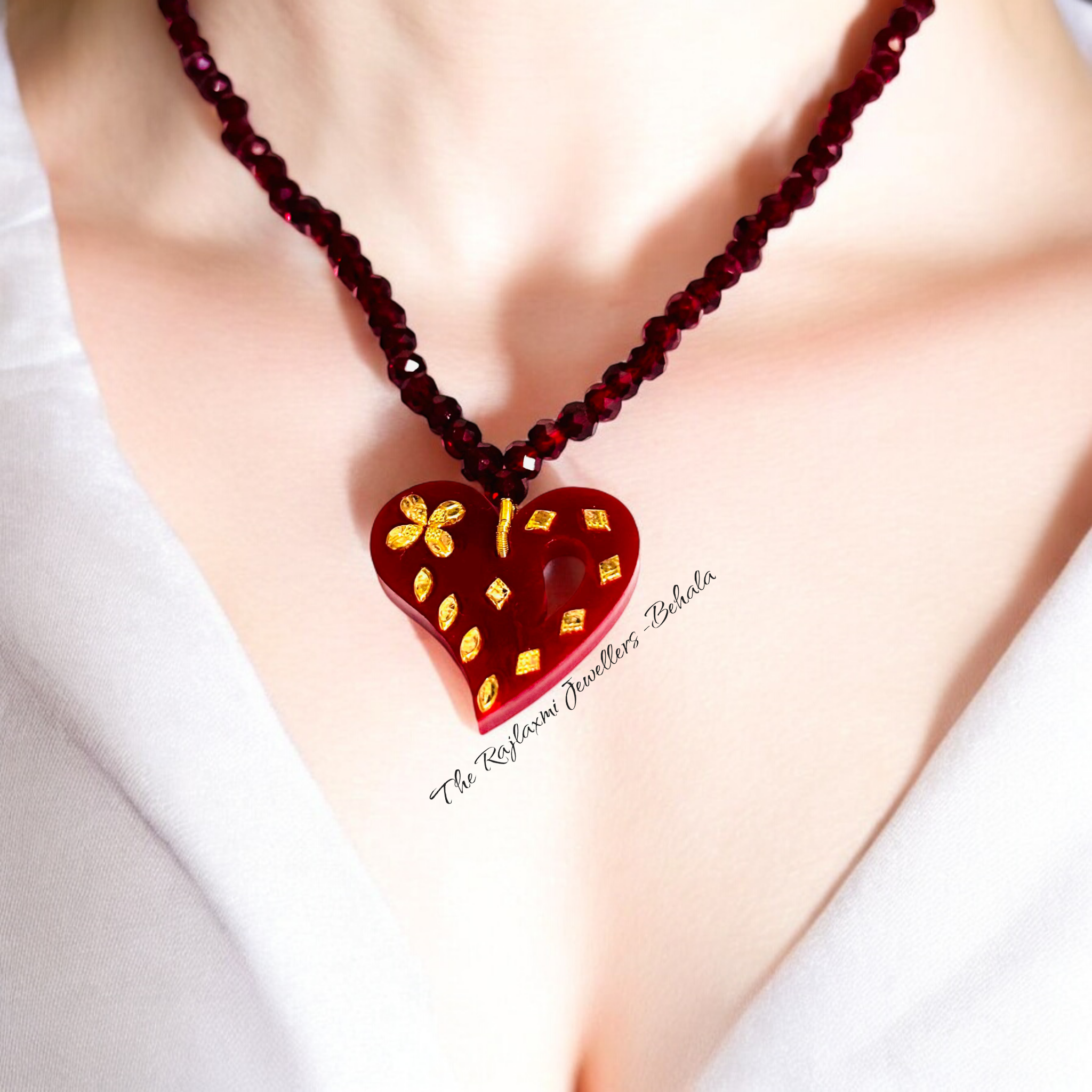 TRJ (GPL) LASER PASTING HEART DESIGN KDM GOLD POLA PENDANT (MINI) 1 PIECE WITH ADJUSTABLE TASSEL (50 TONCH) BEST FOR GIFT APPROX WGT: 0.150 GM SOLD ON MRP BY RAJLAXMI.