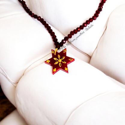 (GREAT FREEDOM OFFER) LASER PASTING STAR DESIGN KDM GOLD POLA PENDANT (MINI) 1 PIECE WITH ADJUSTABLE TASSEL (50 TONCH) BEST FOR GIFT APPROX WGT: 0.120 GM SOLD ON MRP BY RAJLAXMI.
