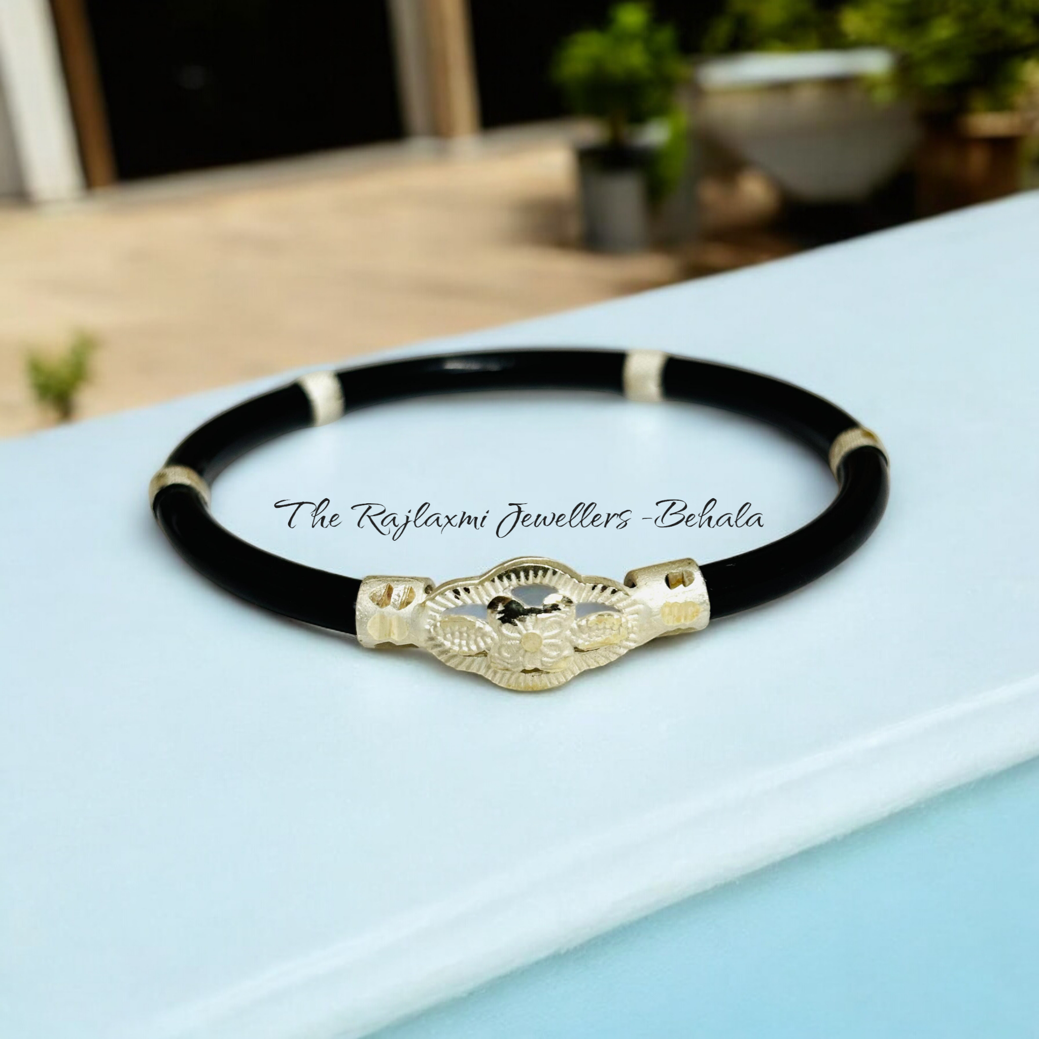 (SLNB) TRJ BLACK DESIGN 725 ORIGINAL SILVER NOA BANGLES FOR WOMEN 1 PIECE - SOLD AS MRP BY RAJLAXMI.