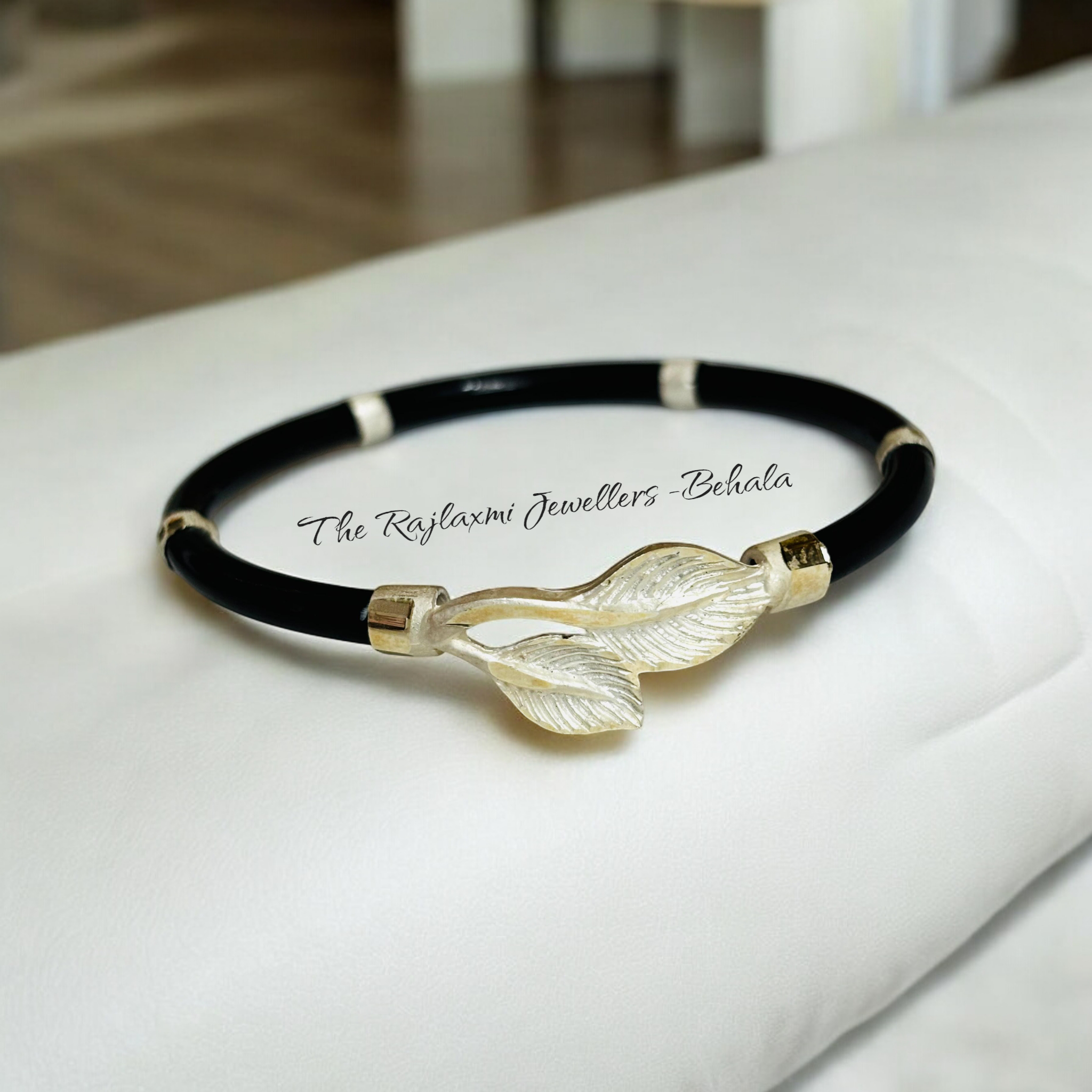 (SLNB) TRJ BLACK DESIGN 725 ORIGINAL SILVER NOA BANGLES FOR WOMEN 1 PIECE - SOLD AS MRP BY RAJLAXMI.