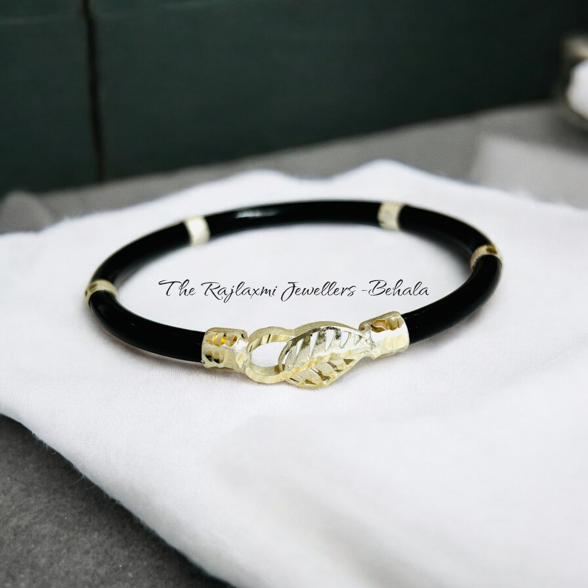 (SLNB) TRJ BLACK DESIGN 725 ORIGINAL SILVER NOA BANGLES FOR WOMEN 1 PIECE - SOLD AS MRP BY RAJLAXMI.