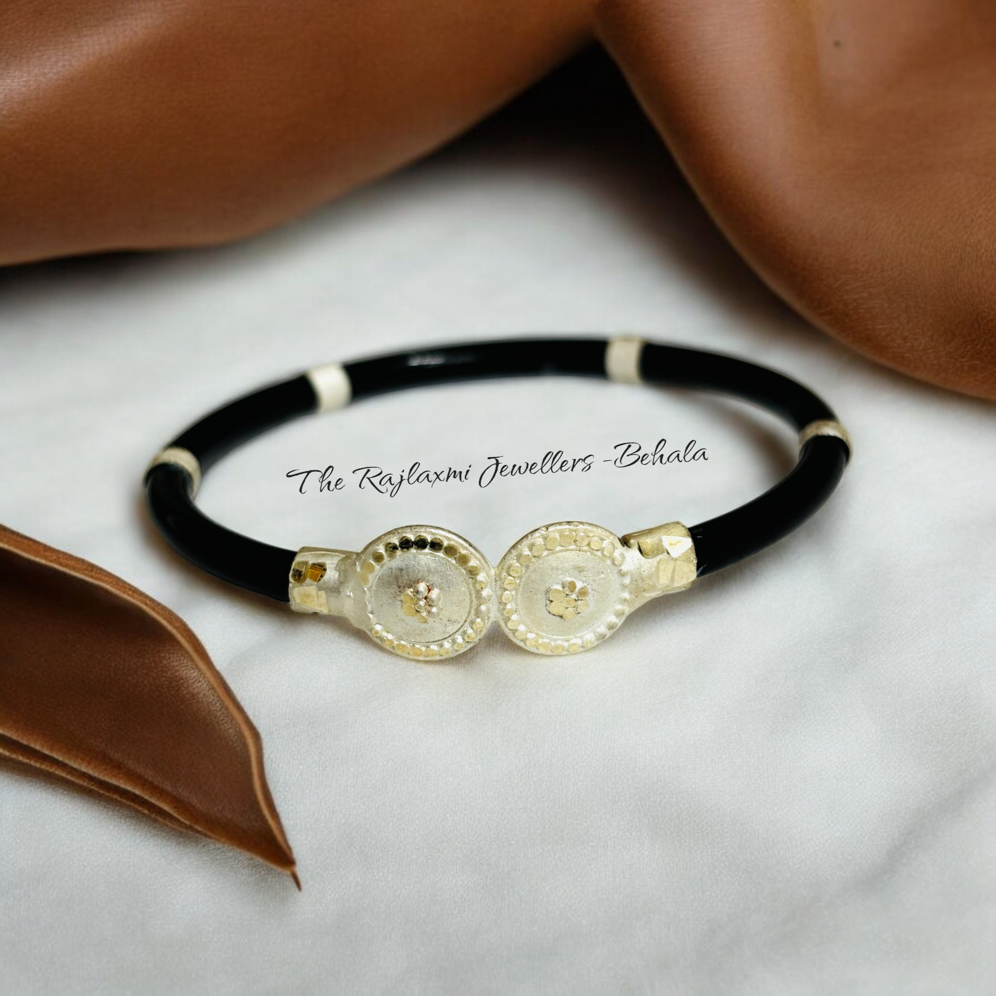 (SLNB) TRJ BLACK DESIGN 725 ORIGINAL SILVER NOA BANGLES FOR WOMEN 1 PIECE - SOLD AS MRP BY RAJLAXMI.
