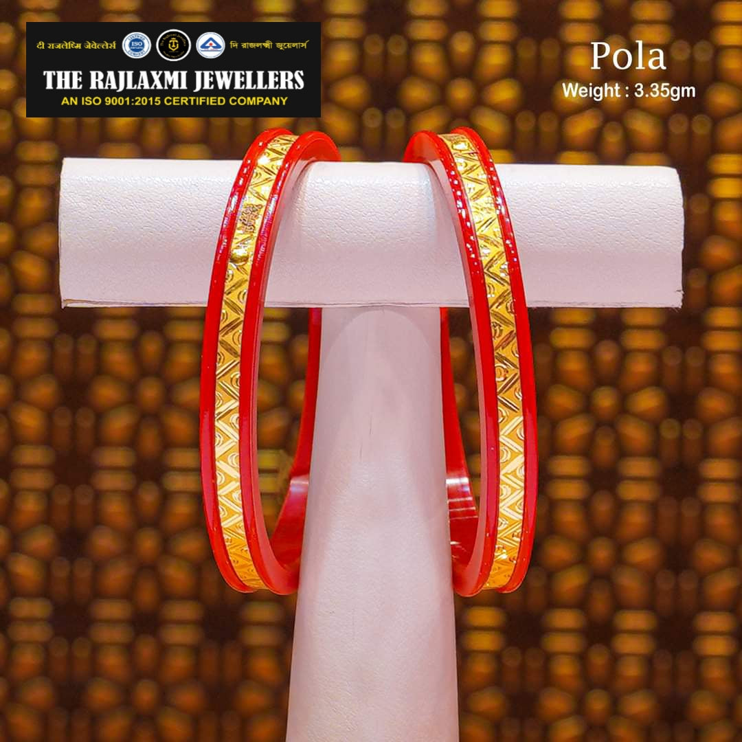 PREMIUM (MTO) HALLMARK 22KT GOLD POLA BADHANO FOR BRIDE 1 PAIR APPROX WGT: 3.350 GM (MAKING CHARGES 650/GRAM