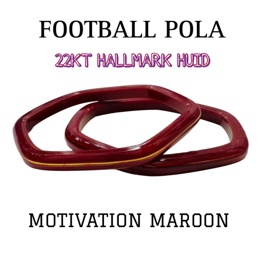 (FVP) TRJ FOOTBALL MAROON HALLMARK 22KT GOLD LAMINATION POLA BANGLES VIRAL POLA APP. WGT: 0.100 GM WITH PURITY CARD ( FUTURE EXCHANGE VALUE  RS 600) WITH ANY JEWELLERY FOR LIFETIME