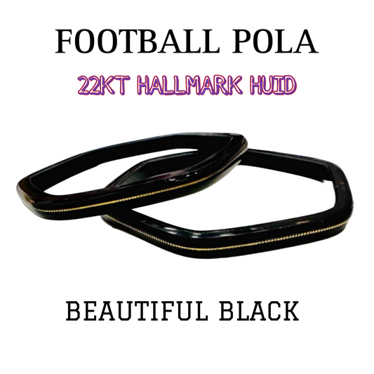 FOOTBALL BLACK HUID HALLMARK 22KT GOLD POLA BANGLES VIRAL POLA (LAMINATED) APP. WGT: 0.100 GM WITH PURITY CARD ( FUTURE EXCHANGE VALUE  RS 800) WITH ANY JEWELLERY