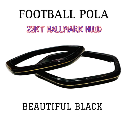 (FVP) TRJ FOOTBALL BLACK HALLMARK 22KT GOLD LAMINATION POLA BANGLES VIRAL POLA APP. WGT: 0.100 GM WITH PURITY CARD ( FUTURE EXCHANGE VALUE  RS 600) WITH ANY JEWELLERY