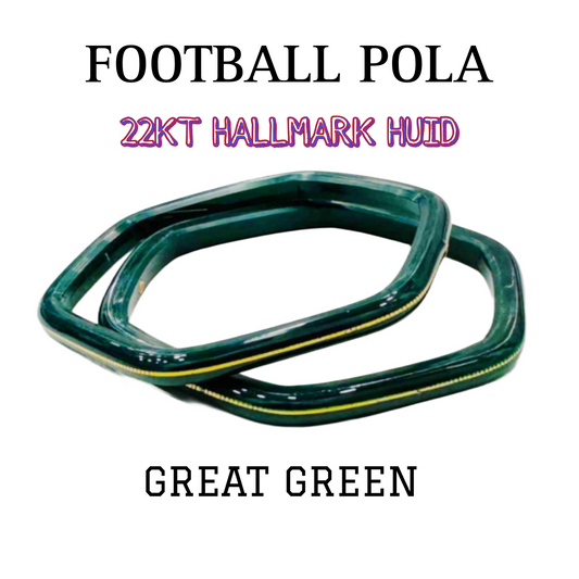 FOOTBALL GREEN HUID HALLMARK 22KT GOLD POLA BANGLES VIRAL POLA (LAMINATED) APP. WGT: 0.100 GM WITH PURITY CARD ( FUTURE EXCHANGE VALUE  RS 800) WITH ANY JEWELLERY