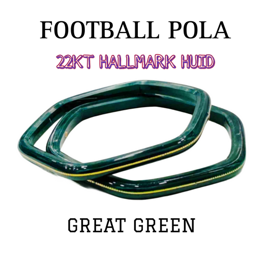 (FVP) TRJ FOOTBALL GREEN HUID HALLMARK 22KT GOLD LAMINATION POLA BANGLES VIRAL POLA APP. WGT: 0.100 GM WITH PURITY CARD ( FUTURE EXCHANGE VALUE  RS 600) WITH ANY JEWELLERY