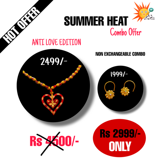 SUMMER HEAT COMBO OFFER ANTI LOVE -KDM GOLD POLA PENDENT APPROX WGT: 0.130 GM (1 PIECE) WITH GOLD TOPS (1 PAIR) 0.200 GM - LIMITED NON EXCHANGEABLE COMBO EDITION.