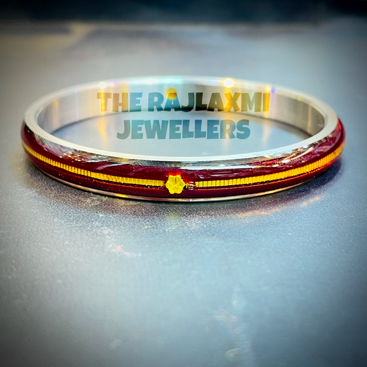 MAROON GLASS LAMINATED HUID HALLMARK 22KT GOLD NOA BANGLES VIRAL NOA 1 PIECE APP. WGT: 0.100 - 0.150 GM WITH PURITY CARD ( FUTURE EXCHANGE VALUE  RS 1000) WITH ANY JEWELLERY FOR LIFETIME