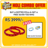 TRJ (HOLI RANG BARSE COMBO OFFER) BUY 1 PAIR HALLMARK 18KT GOLD DOTTED POLA WGT: 0.250 GM APPROX & GET 1 PAIR FREE SILVER TOE RING(GET RANDOM DESIGN) (SOLD ON MRP).