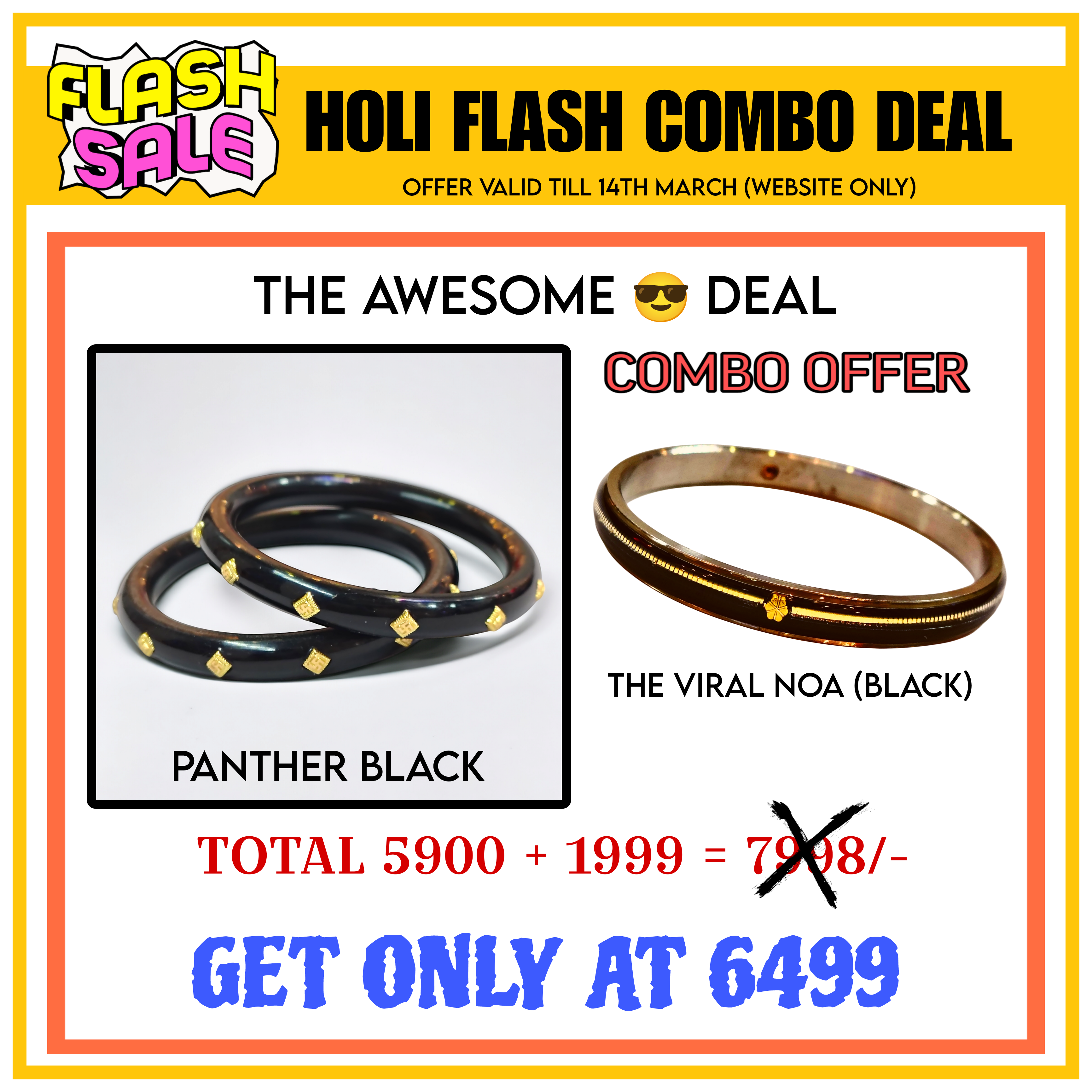 TRJ (HOLI FLASH COMBO DEAL) 1 PAIR BLACK JANGO SWASTIK KDM GOLD POLA WGT: 0.400 GM APPROX & NON EXCHANGEABLE HUID HALLMARK VIRAL BLACK NOA 1 PIECE.(SOLD ON MRP).