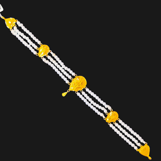(GCN) TRJ WGT: 2.470 GM APPROX 22KT HALLMARK HUID GOLD MOTI CHOKER 1 PIECE WITH ADJUSTABLE TASSEL.