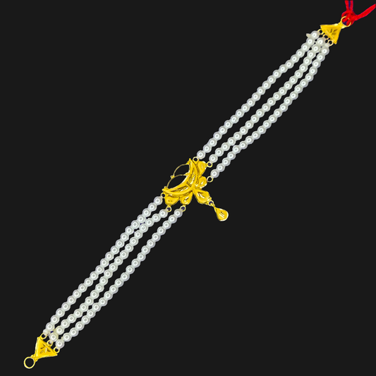 (GCN) TRJ WGT: 1.390 GM APPROX 22KT HALLMARK HUID GOLD MOTI CHOKER 1 PIECE WITH ADJUSTABLE TASSEL.