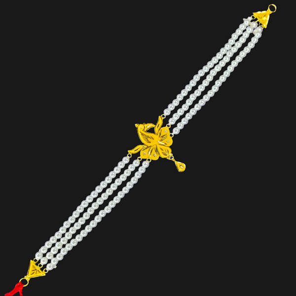 (GCN) TRJ WGT: 1.670 GM APPROX 22KT HALLMARK HUID GOLD MOTI CHOKER 1 PIECE WITH ADJUSTABLE TASSEL.