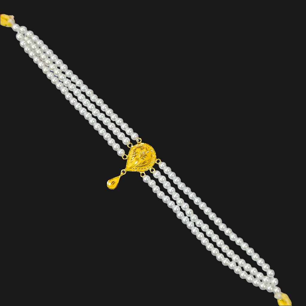 (GCN) TRJ WGT: 0.620 GM APPROX 22KT HALLMARK HUID GOLD MOTI CHOKER 1 PIECE WITH ADJUSTABLE TASSEL.
