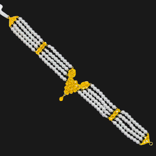 (GCN) TRJ WGT: 2.050 GM APPROX 22KT HALLMARK HUID GOLD MOTI CHOKER 1 PIECE WITH ADJUSTABLE TASSEL.