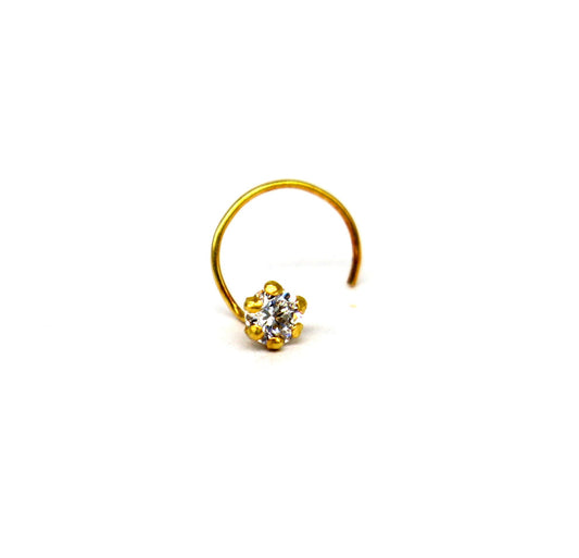 2MM GOLD NOSE PIN STUDDED WITH CZ STONE FOR GIFT YOUR LOVED ONES
