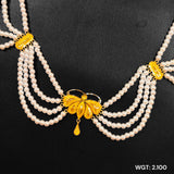 (GCN) RAJLAXMI WGT: 2.100 GM APPROX HUID HALLMARK 22KT GOLD MOTI NECKLACE 1 PIECE WITH ADJUSTABLE TASSEL.