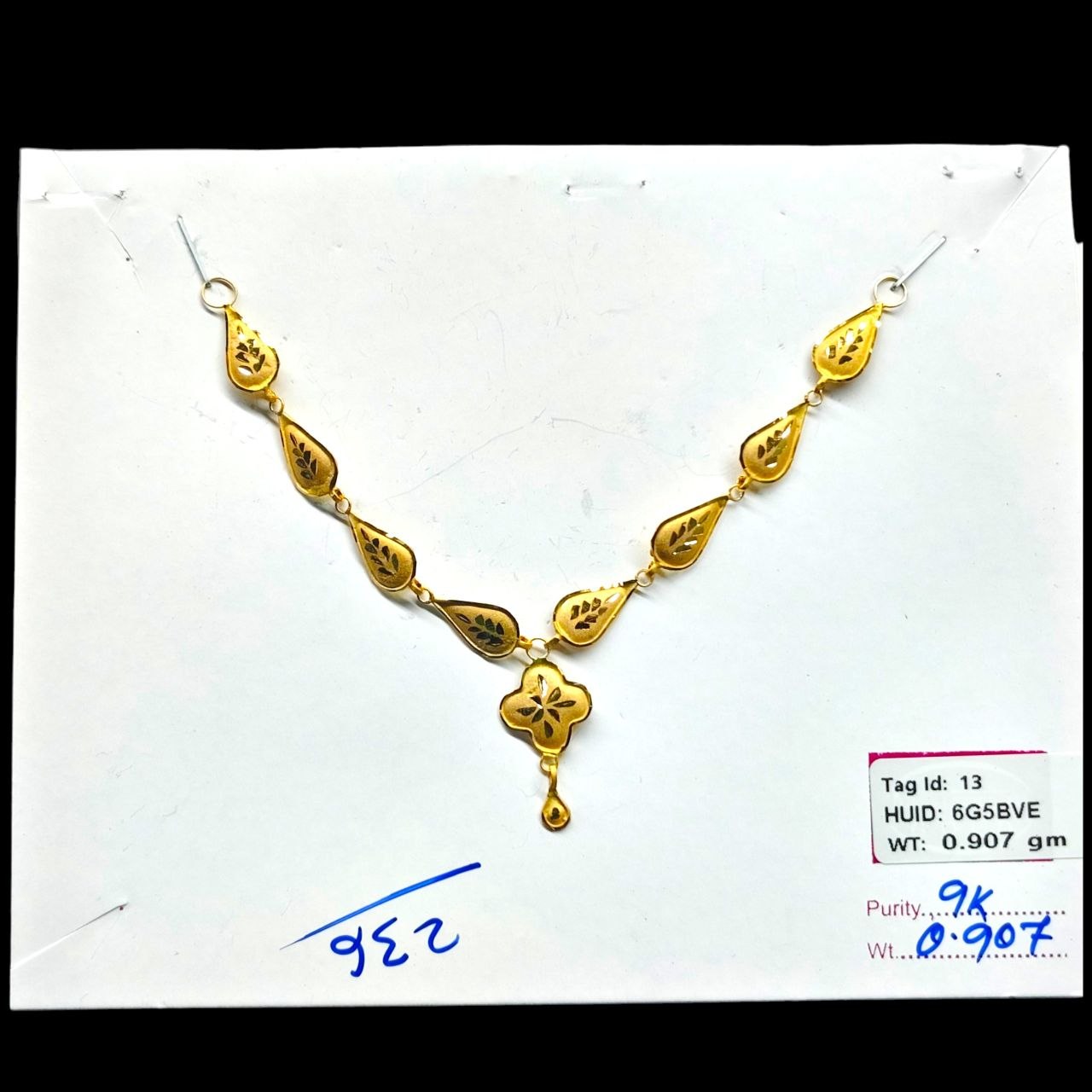 GOLD CHOKER NECKLACE-(WGT: 0.907 GM APPROX) BIS CERTIFIED HUID HALLMARK 9KT GOLD NECKLACE 1 PIECE FOR WOMEN.