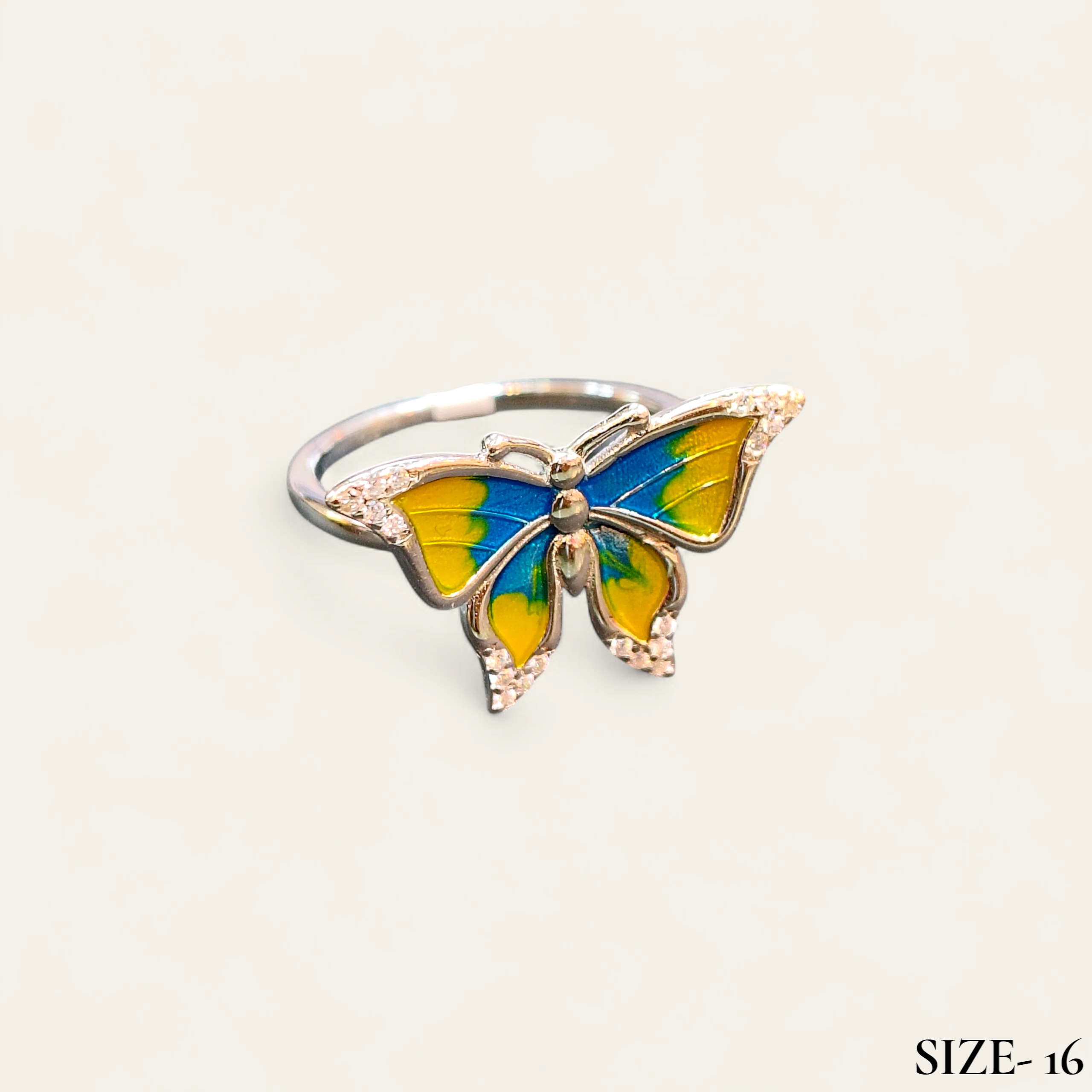 (SFR) RAJLAXMI HALLMARK 925 SILVER FINGER BUTTERFLY MINAKARI DESIGN RING 1 PIECE FOR WOMEN FOR REGULAR USE - BEST FOR GIFTING (SOLD ON MRP)