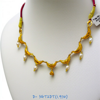 (GNC) RAJLAXMI D- 3GT2DT WGT: 1.970 GM APPROX HUID HALLMARK 22KT GOLD NECKLACE 1 PIECE WITH ADJUSTABLE TASSEL.
