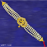 (GMW) RAJLAXMI WGT: 2.000 GM APPROX HUID HALLMARK 916 22KT GOLD MANTASHA WITH PEARL CHAIN FOR WOMEN.