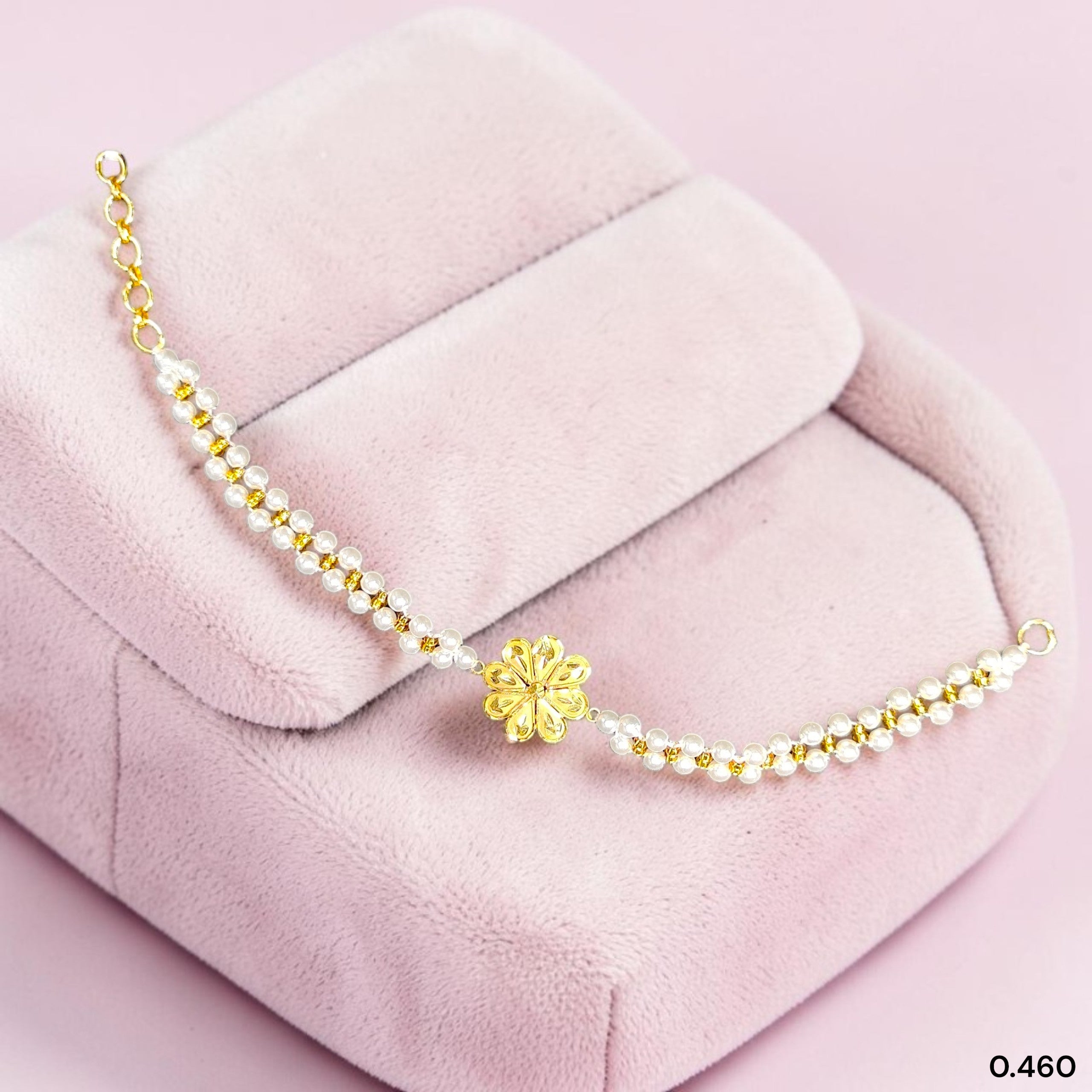 GOLD WRISTLET- (WGT: 0.460 GM APPROX) BIS CERTIFIED HUID HALLMARK 375 9KT GOLD WRISTLET (BRACELET) WITH MOTI CHAIN FOR WOMEN (ADJUSTABLE SIZE).