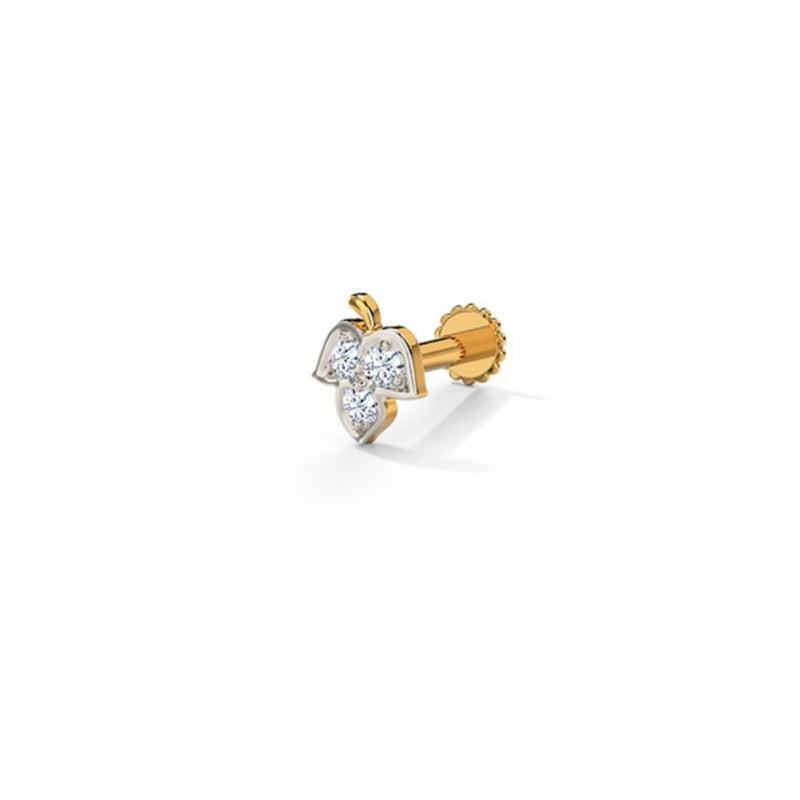 NOSEPIN- RAJLAXMI DIAMOND JEWELLERY - WGT: 0.185 GM - NATURAL DIAMOND (0.06 CENT) HUID HALLMARK 18KT DIAMOND NOSEPIN FOR WOMEN WITH CERTIFICATE OF AUTHENTICITY BY IGJI (DESIGN NO: M12082537).