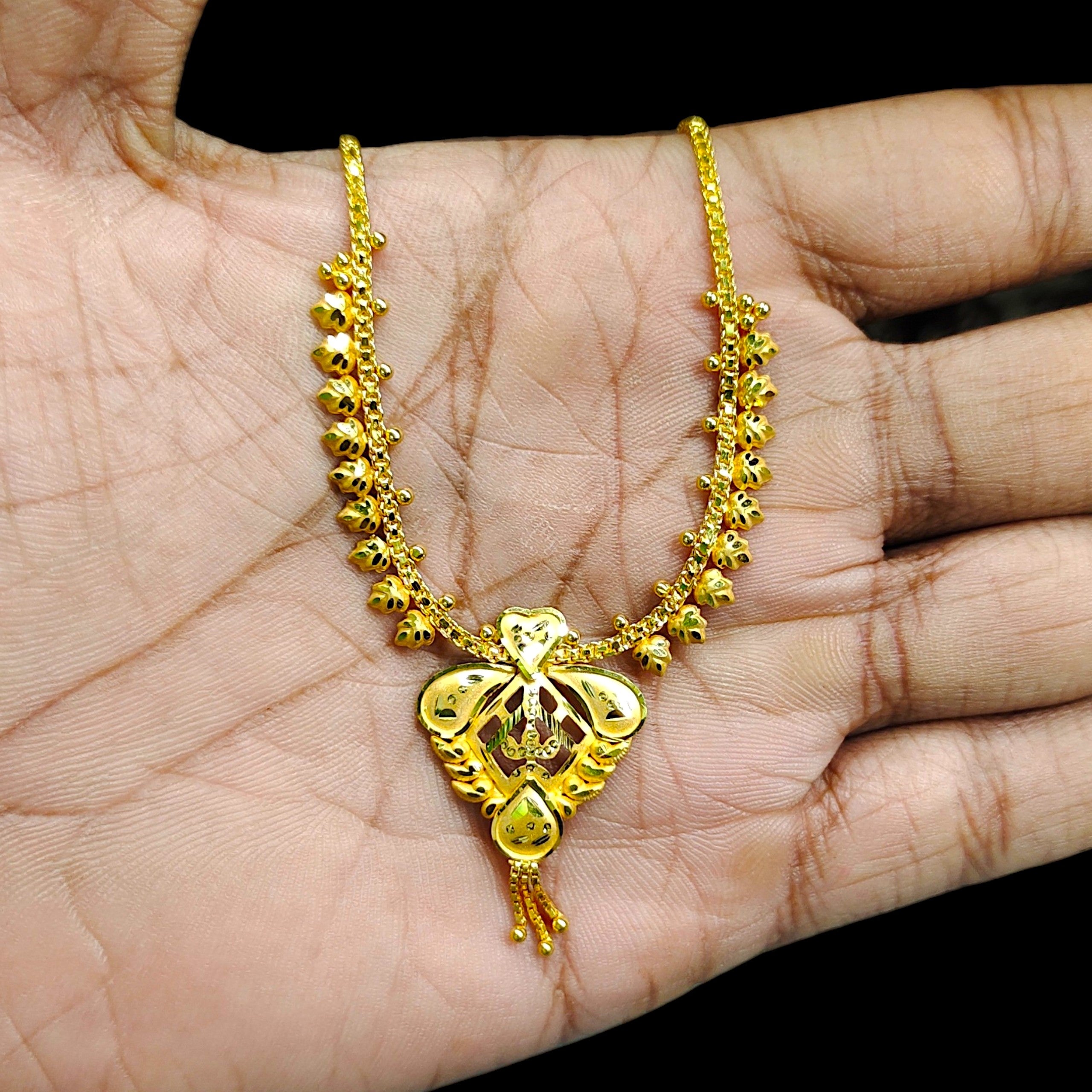 GOLD NECKLACE-(WGT: 3.620 GM APPROX) BIS CERTIFIED HUID HALLMARK 375 9KT GOLD NECKLACE 1 PIECE FOR WOMEN WITH FREE ADJUSTABLE TASSEL.