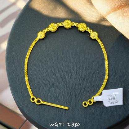 TRJ SIZE- ADJUSTABLE WGT: 2.380 GM APPROX HUID HALLMARK 22KT GOLD WRISTLET 1 PIECE FOR WOMEN.