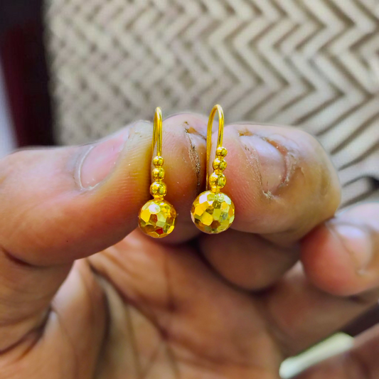 (GER22) BIS CERTIFIED WGT: 1.140 GM APPROX HUID HALLMARK 916 22KT GOLD SAFETIPIN EARRINGS 1 PAIR FOR WOMEN.
