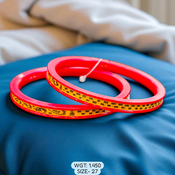 (GSP) TRJ (SIZE: 27) WGT: 1.450 GM APPROX 22KT HUID HALLMARK GOLD POLA BANGLES 1 PAIR DESIGN FOR REGULAR USE.