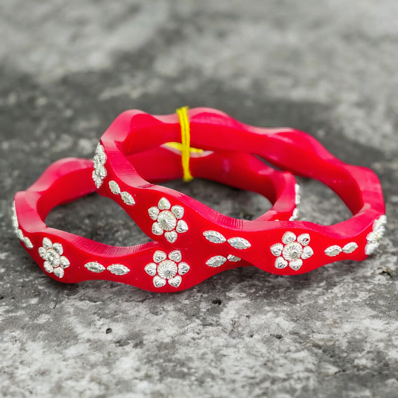 SILVER POLA- WAVE POLA DESIGN 925 HALLMARK ORIGINAL SILVER POLA BANGLES FOR WOMEN 1 PAIR (WGT: 4.00 GM APPROX) - SOLD AS MRP BY RAJLAXMI.