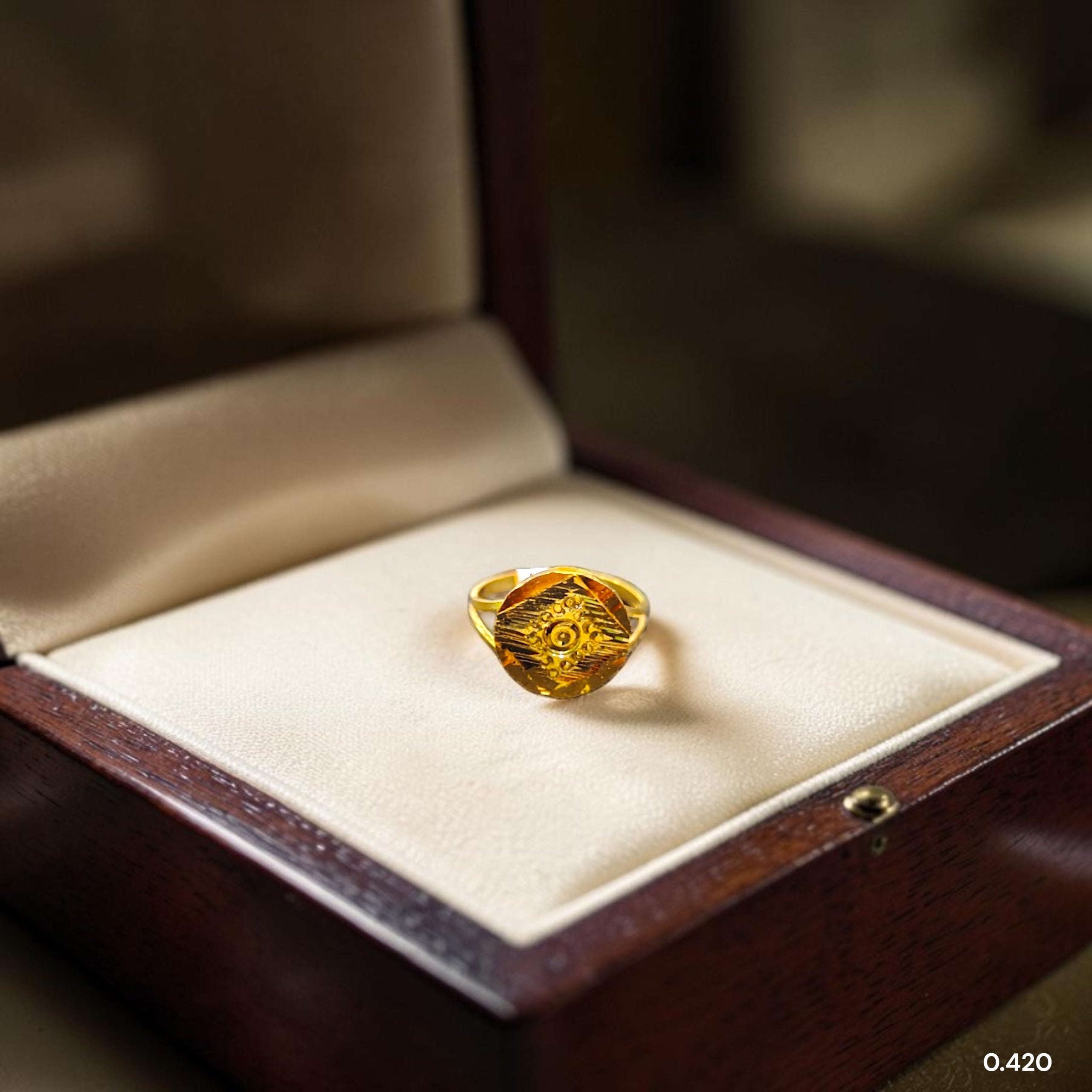 BABY JEWELLERY- TRJ WGT: 0.420 GM APPROX 22KT HUID HALLMARK GOLD BABY FINGER RING 1 PIECE FOR RICE CEREMONY & BIRTHDAY.