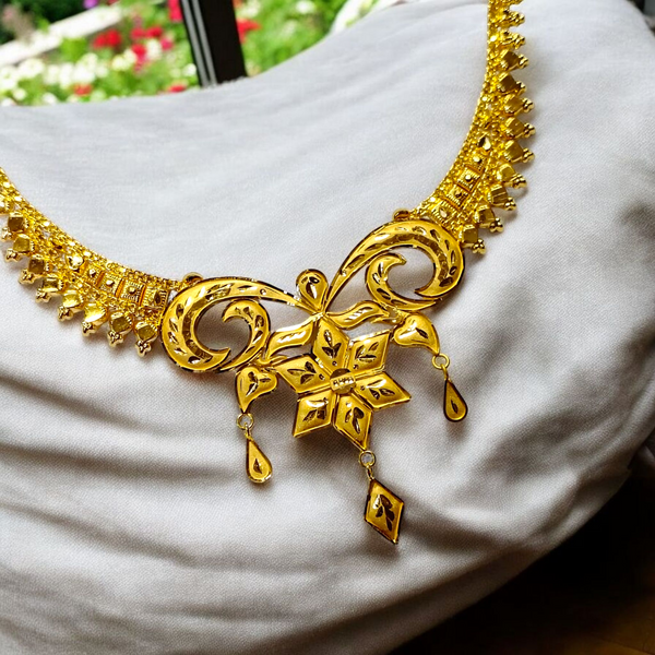 (GCN22) BIS CERTIFIED HUID HALLMARK 916 22KT GOLD NECKLACE CHOKER (APPROX WGT: 6.430 GM) 1 PIECE FOR WOMEN.