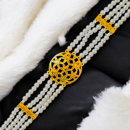 CERTIFIED BIS HUID HALLMARK 916 22KT GOLD MOTI CHOKER 1 PIECE (WGT:1.420 GM) WITH ADJUSTABLE TASSEL FOR GIFT IN MARRIAGE.